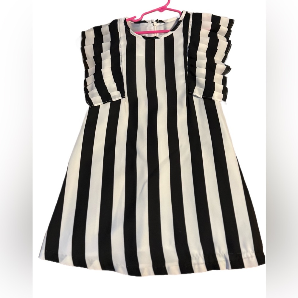 Bonnie Jean Black and White Striped Girls Dress